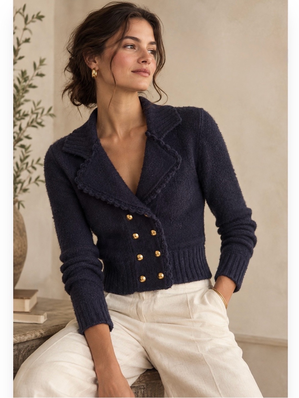 Anthropologie Leifsdottir Cashmere Cardigan in Navy